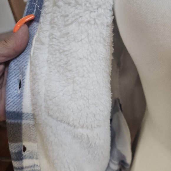 Stylish Blue and Cream Plaid Women's Utility Jacket - Picture 10 of 12